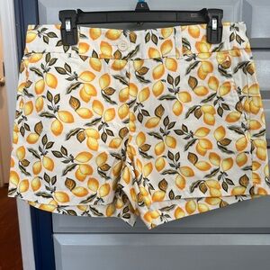 LOFT White Shorts with Yellow Lemon Print